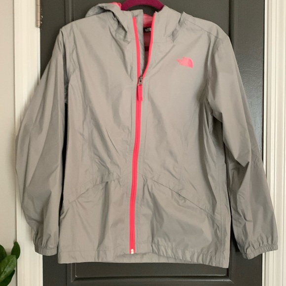 🩶🩷☔️ NORTH FACE Girls Grey and Pink Rain Windbreaker Jacket - Picture 1 of 9